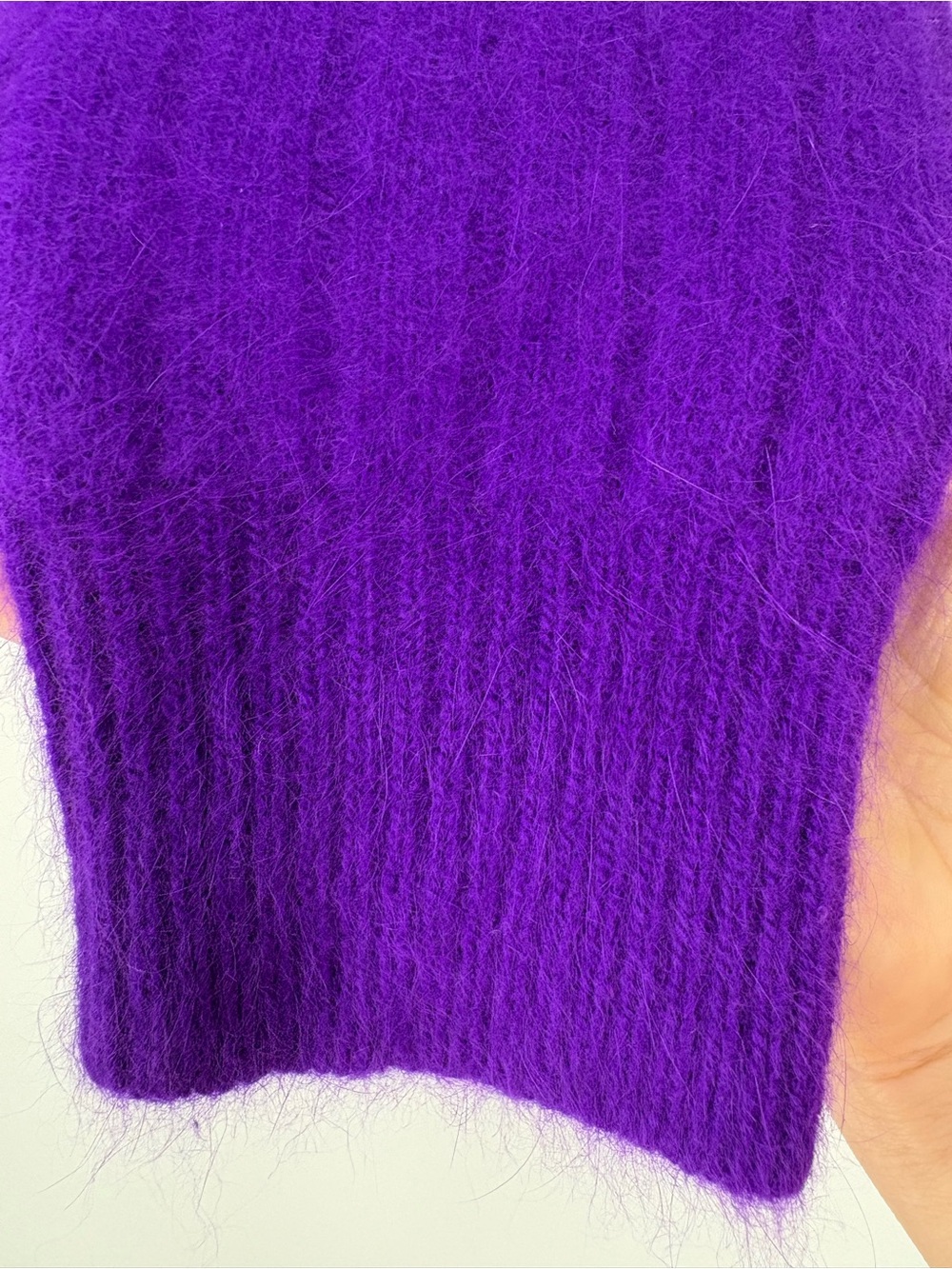 VTG Rafaella Grape Purple Angora Rabbit Hair Lambswool Mock Neck Sweater Large - Picture 6 of 15